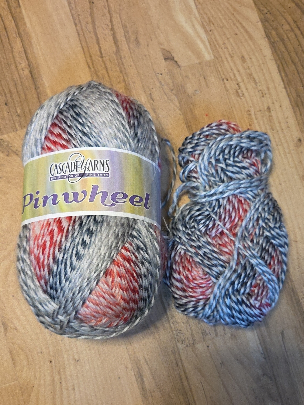 NEW Cascade Yarns Pinwheel Yarn 1 Ball + Bonus Piece 100% Acrylic Red White Grey